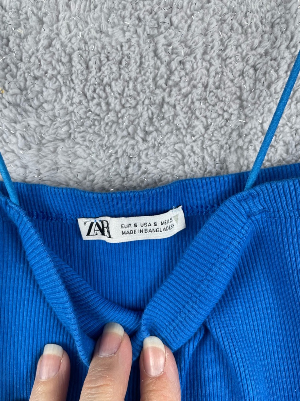 Zara Electric Blue Ribbed Spaghetti Strap Tank
